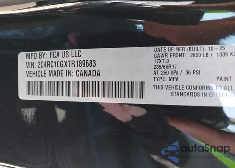 2026 Chrysler Voyager Lx из США, поврежденный, VIN 2C4RC1CGXTR189683